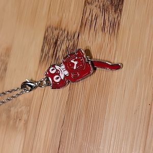 Scarlet Red Kit-Cat Klock clock clip on charm necklace